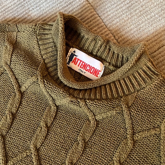 Olive Green Men’s Sweater Size Large 100% Cotton - Picture 3 of 6